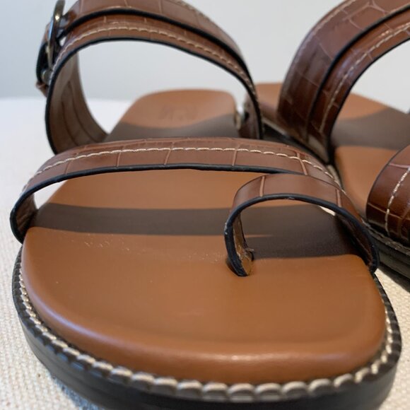 Naturalizer Karlie Toe Loop Sandals Croco Brown Leather with Buckle Size 9.5 - Picture 3 of 10